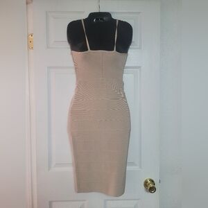 Nwt Chic Beige Strappy Mini Dress